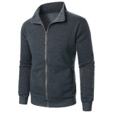 Autumn Men's Long Sleeve Zipper Jacket Coats Solid Color Warm Sweatshirts Casual Baseball Jacket Outdoor Streetwear