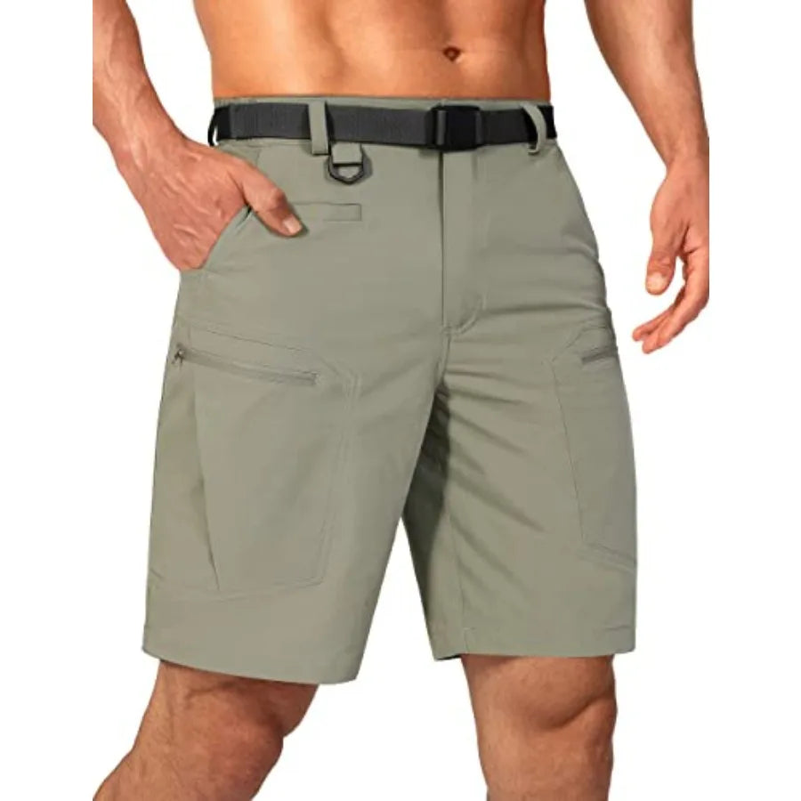 Mens Cargo Hiking Shorts Water Resistant Quick Dry Lightweight Breathable Tactical Shorts with Nylon Belt