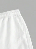 Manfinity Homme Men's Plain Drawstring Waist Casual Versatile Shorts, Summer For Going Out Cotton Material, Comfortable To