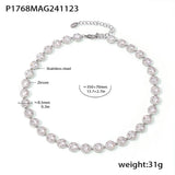 Colorful Zircon Necklace Heart Chain Bracelet Set Women's 316L Stainless Steel Gold-Plated Luxury Wedding Jewelry Accessories