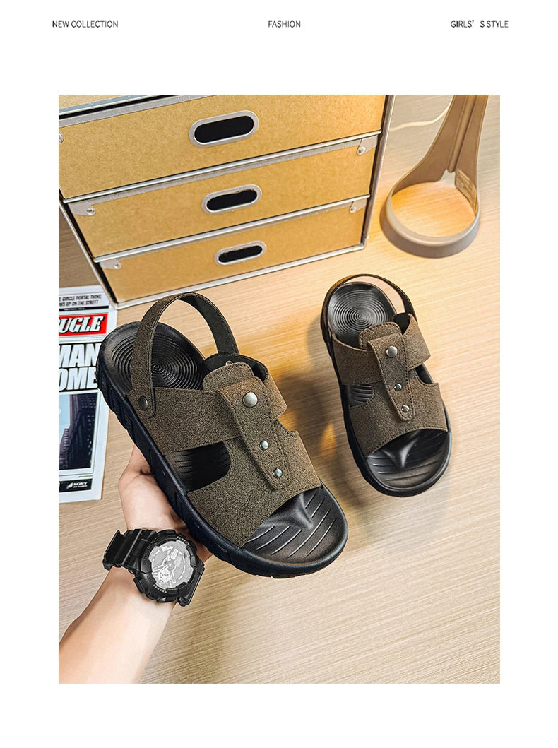Brand Classic Mens Sandals Summer Genuine Leather Sandals Men Outdoor Casual Lightweight Sandal Fashion Men Sneakers