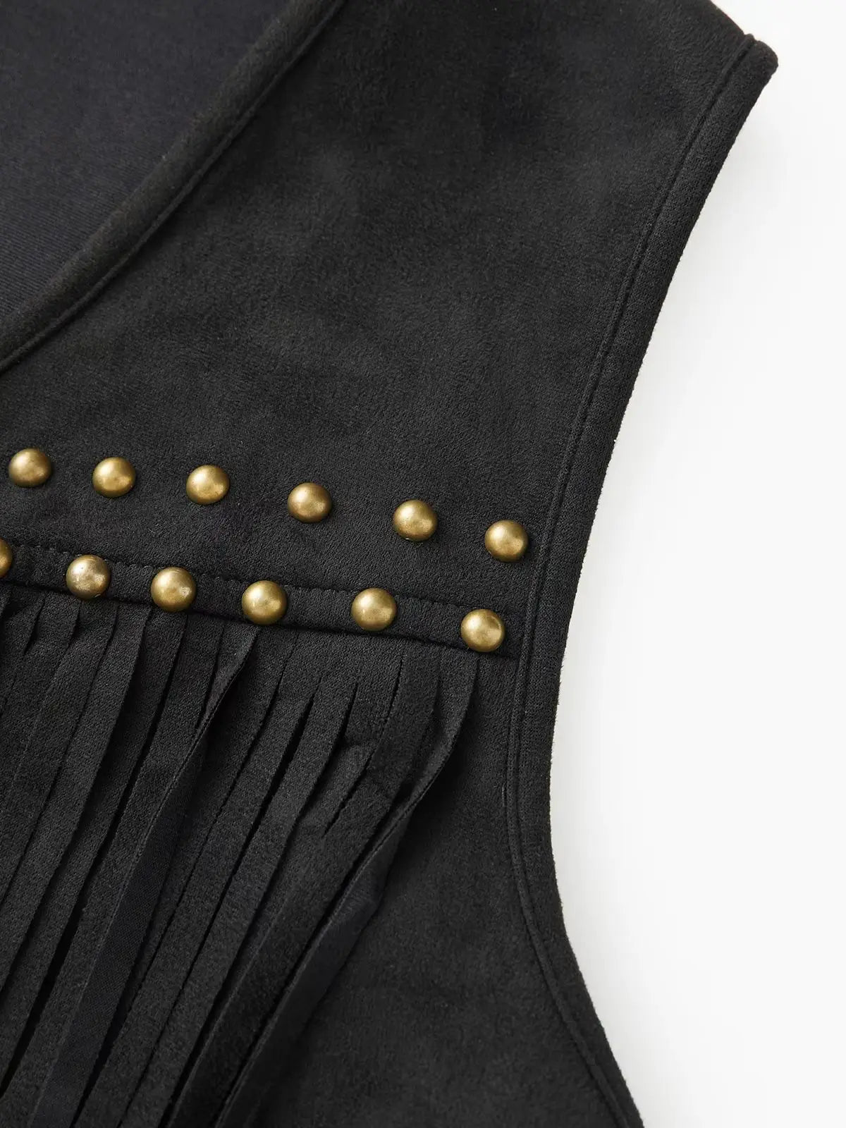 Suede Tassel Vest Women's 70s Hippie Outfit Sleeveless Open Front Vest Western Jacket