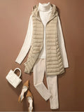 NewBang Women Sleeveless Long Waistcoat Autumn Winter Ultra Light Down Vest With Hooded Female Portable Duck Down Coat