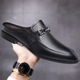 Genuine Leather Mules For Men Half Shoes Man Luxury Brand Designer Men's Luxury Casual Shoes Slip On Footwear Slippers Male