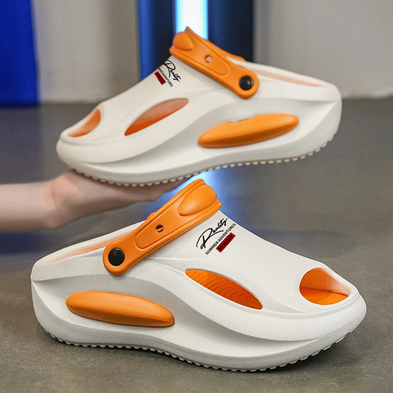Mens Sandals Summer 2025 New Sports Wearable Durable Beach Clog Shoes Breathable Slip-On Casual Footwear Synthetic Leather
