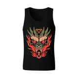Men's Cool Dragon Head Tank Top, Y2K Grunge Aesthetic Black Sleeveless Shirt, Edgy Flame Monster Graphic Gym Vest, Summer Casual Muscle Tee