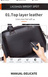 Men's leather handbag, top layer cowhide briefcase, leather laptop bag, diagonal cross office bag