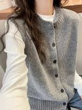 Knitted Women Sweater Vest New Sleeveless O-Neck Black Knit Sweater Vest Women Tops Outerwears Sweaters Sueters De Mujer Q1078