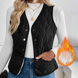 Women's Warm Vest Lightweight Slim Short Single-Breasted Cold-Proof Vests Winter Outdoor Sports Hiking Vests with Pockets