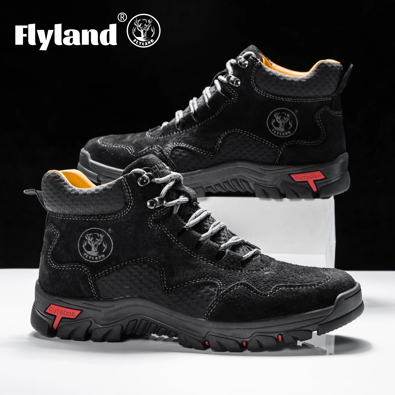 FLYLAND Men's Ankle Boots Casual Leather Shoes Fashion Vintage Hand Stitching Soft Business Handmade Shoes