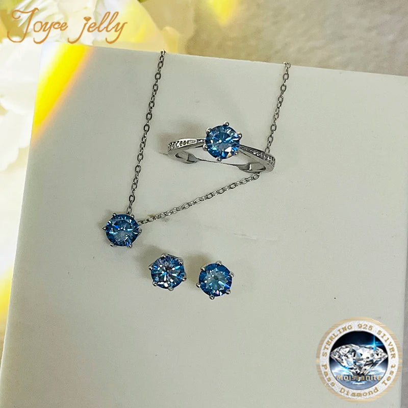 JoyceJelly Moissanite Jewelry Set With 1CT D Color VVS 3EX moissanite stone pass diamond test Wedding Luxury Fine Jewelry gift