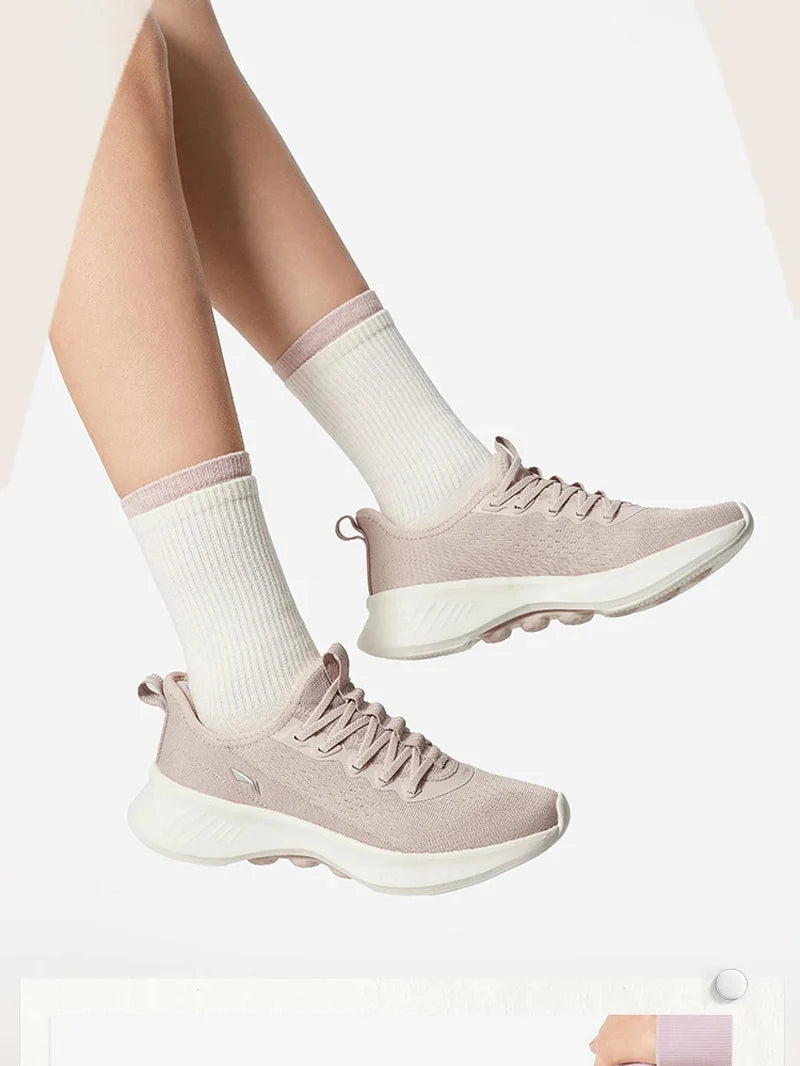 Li-Ning Women's SOFT ESSENTIAL V2 Slip-on Casual Walking Shoes Cushion Flexible LiNing Comfortable Sports Sneakers AGLV022