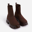 Ankle Boots for Women Comfortable Round Toe Slip On Stretch Soft Chunky Block Heel Knit Platform Boots Punk Dress Sock Boots