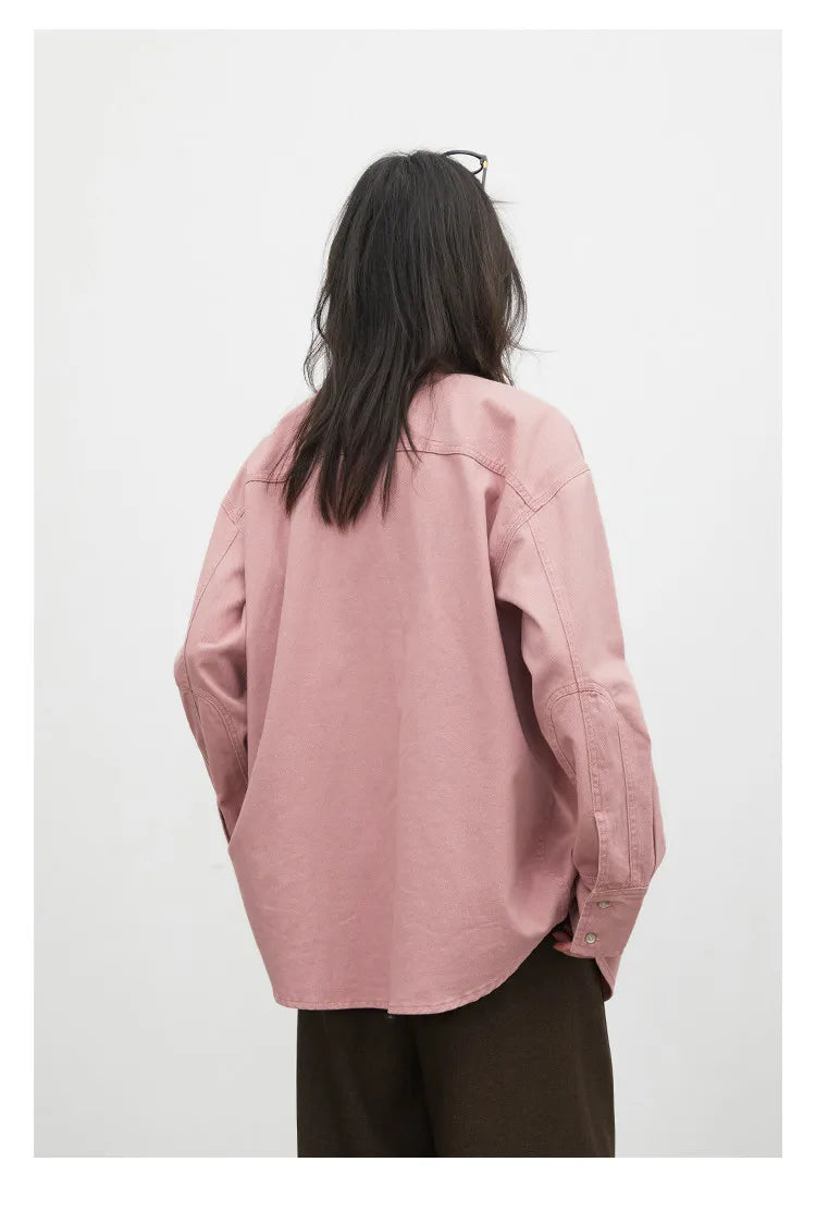 CHIC VEN Fashion Women Shirt Loose Casual Pink Long Sleeve Vintage Cotton Female Blouses Spring Summer 2026 Woman Jacket