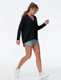 THE GYM PEOPLE Women's Long Sleeve Workout Shirts Loose Fit V-Neck Running T-Shirts Tops