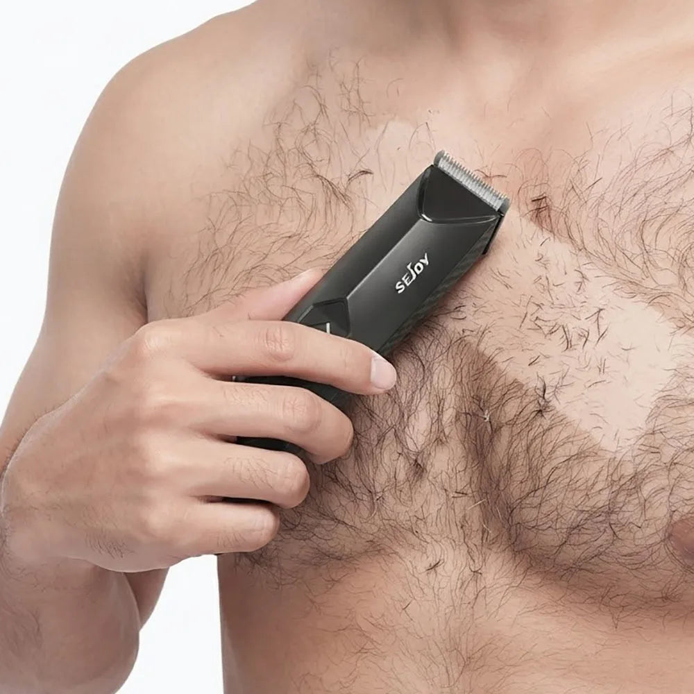 Electric Body Hair Trimmer,Groin Trimmer Ceramic Blade, Waterproof Wet/Dry Groomer, USB Recharge Dock, Men’s Wireless Ball Shaver,LED Display