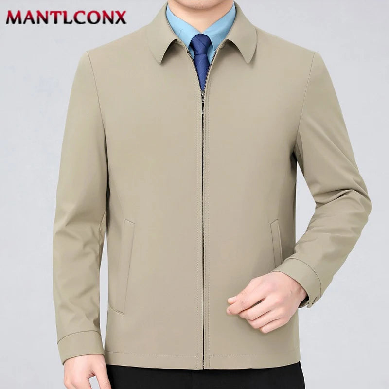 Solid Color Turn-down Collar Men's Jacket Loose Cardigan Spring Jacket for Men Business Work Male Clothing Casual Coats Male 3XL