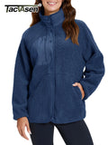 TACVASEN Fuzzy Button Down Sherpa Fleece Jacket Women's Winter Warm Coat Casual Outwear Jacket with Pockets Streetwear Outwear