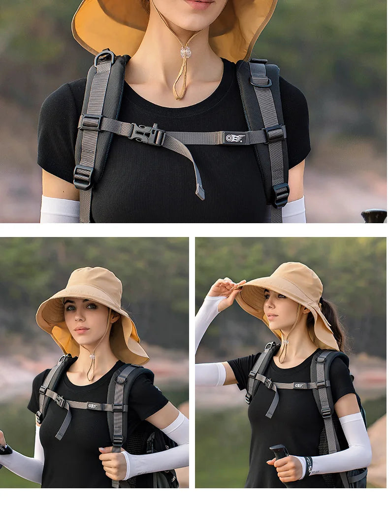 Designer Lightweight Ponytail Hole Visor Hats Summer Bucket Hats for Women Big Brim Outdoor Eye Protection Sunscreen Cap Sun Hat