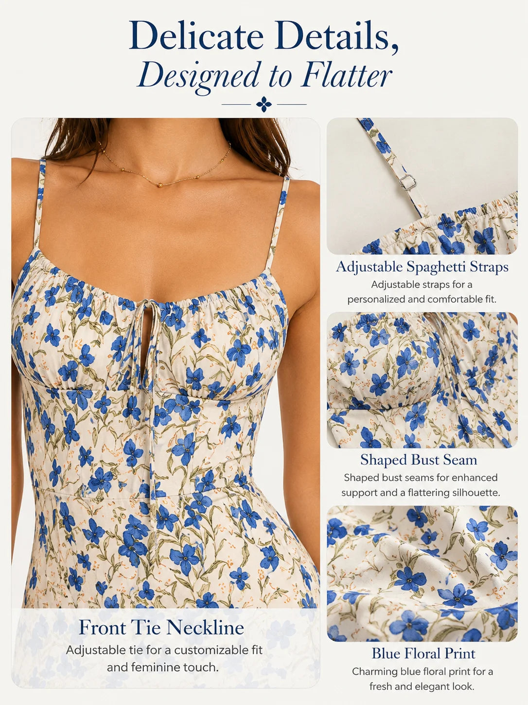 Floral Print Spaghetti Strap Maxi Dress for Women, V Neck Front Drawstring Bodycon Midi Long Dress, Slim Fit Split Hem Summer Beach Vacation Party Sundress