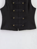 SLTNX Women's Top 2026 Spring New Black Sleeveless Rope Knot Decorative Slim Fit Top Vest Unique Fashion Cool Trendy
