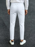 Men's Ankle Length Dress Pants 100% Polyester Slim Fit Formal Business Cropped Trousers