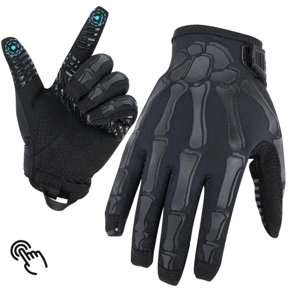 Men and Women Touchscreen Motorcycle Gloves Ice Silk Breathable Non-Slip Skeleton Full-Finger Tactical Gloves
