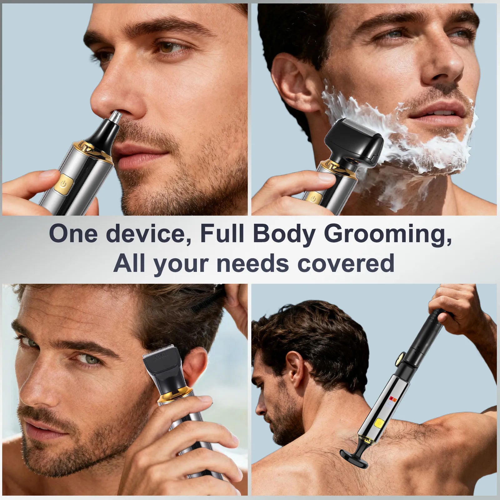 Hatteker Electric Rechargeable Full-Body Hair Trimmer Men's Shaver Grooming Clippers Adjustable Personal Hygiene Hair Removal Device