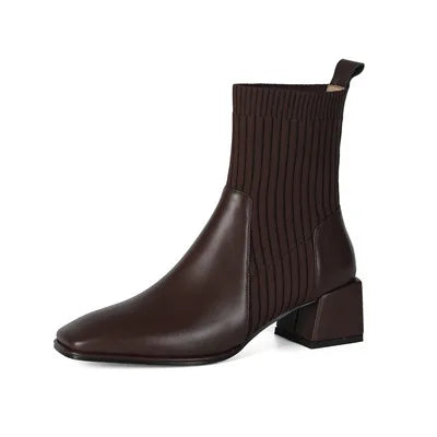 2026 Autumn Winter New Ankle Socks Shoes Women Fashion Large Size 43 Knitted Short Boots Women Slip on High Heels Botas De Mujer