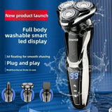 Men's 3 In 1 Electric Shaver Portable Travel Grooming Tool 1 Unit Birthday Gift Whole Body Washable 3D Floating Head Multi-function Beard Nose Hair Trimme Rechargeable Floating Blade Beard Nose Hair Trimmer Father's Day