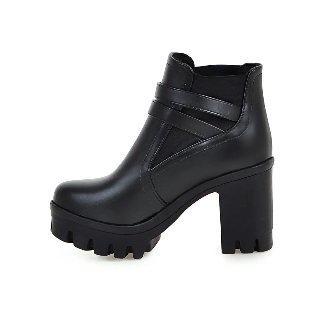 Women's Ankle Boots Women Platform High Heels Fashion Buckle Side Zipper Autumn Winter Women's Ankle Boots Size 33-43