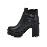Women's Ankle Boots Women Platform High Heels Fashion Buckle Side Zipper Autumn Winter Women's Ankle Boots Size 33-43