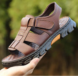 Men's New Beach Shoes Cowhide Slippers Outdoor  Non-slip Thick-soled Leather Sandals for Me