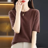 Spring Autumn Women Sweaters Short Sleeves O-neck Bottoming Shirts Knitwear 2026 Summer Knit Tops Pullovers Korean Jumpers
