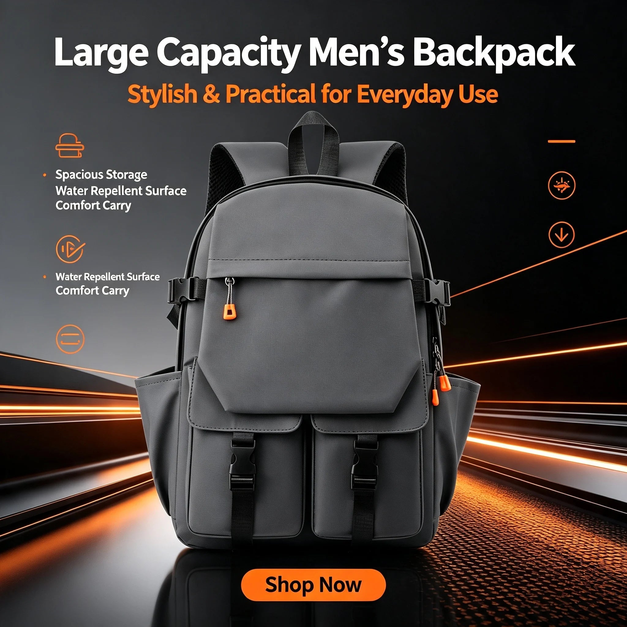 Large Capacity Men's Business Backpack, Waterproof Wear-resistant Fabric, Multi-layer Separate Storage Compartments,Breathable Pressure-reducing Shoulder Straps, Perfect for Daily Commuting and Short Business Trips, Multifunc
