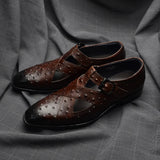 Rome Style Men's Sandals Genuine Cow Leather Summer Buckle Strap Hollow Out Casual Business Wedding Dress Shoes Men Open Shoes