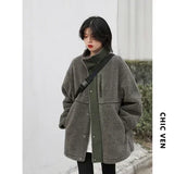 CHIC VEN Women Jacket Coat Thicken Warm Casual Lamb Faux Fur Woman Overcoat Loose Outerwear Female Tops Lady Autumn Winter 2025
