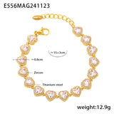 Colorful Zircon Necklace Heart Chain Bracelet Set Women's 316L Stainless Steel Gold-Plated Luxury Wedding Jewelry Accessories