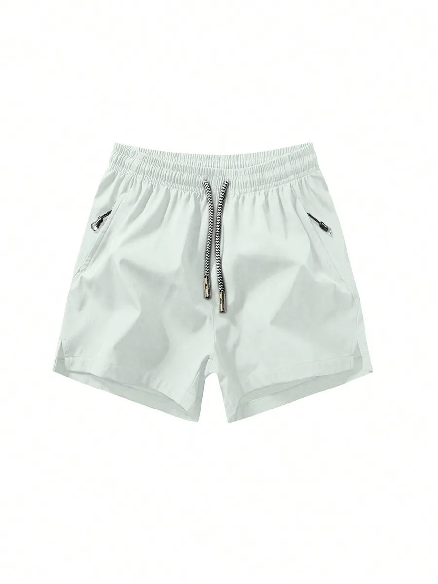 Men's Anti-Lost Drawstring Sports Shorts With Zipper Pockets