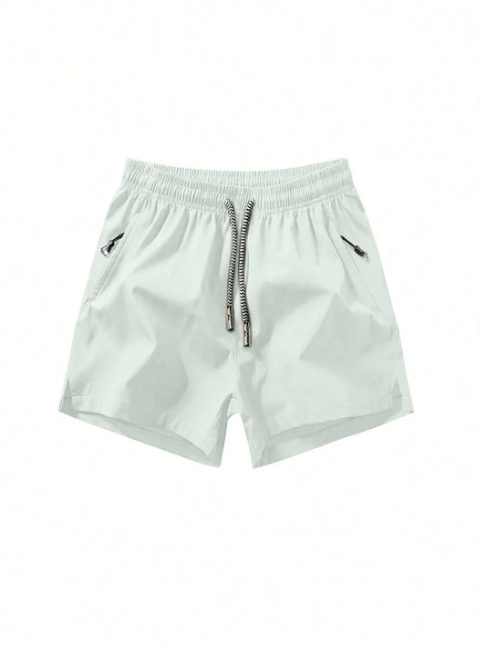 Men's Anti-Lost Drawstring Sports Shorts With Zipper Pockets