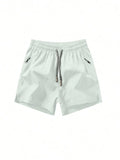 Men's Anti-Lost Drawstring Sports Shorts With Zipper Pockets