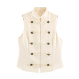 SLTNX Women's Top 2026 Spring New Black Sleeveless Rope Knot Decorative Slim Fit Top Vest Unique Fashion Cool Trendy