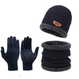 Men's Windproof Hat Outdoor Travel Leisure Winter Scarf Gloves Three-Piece Neck One Plus Cashmere Warm Winter Knitted Hat
