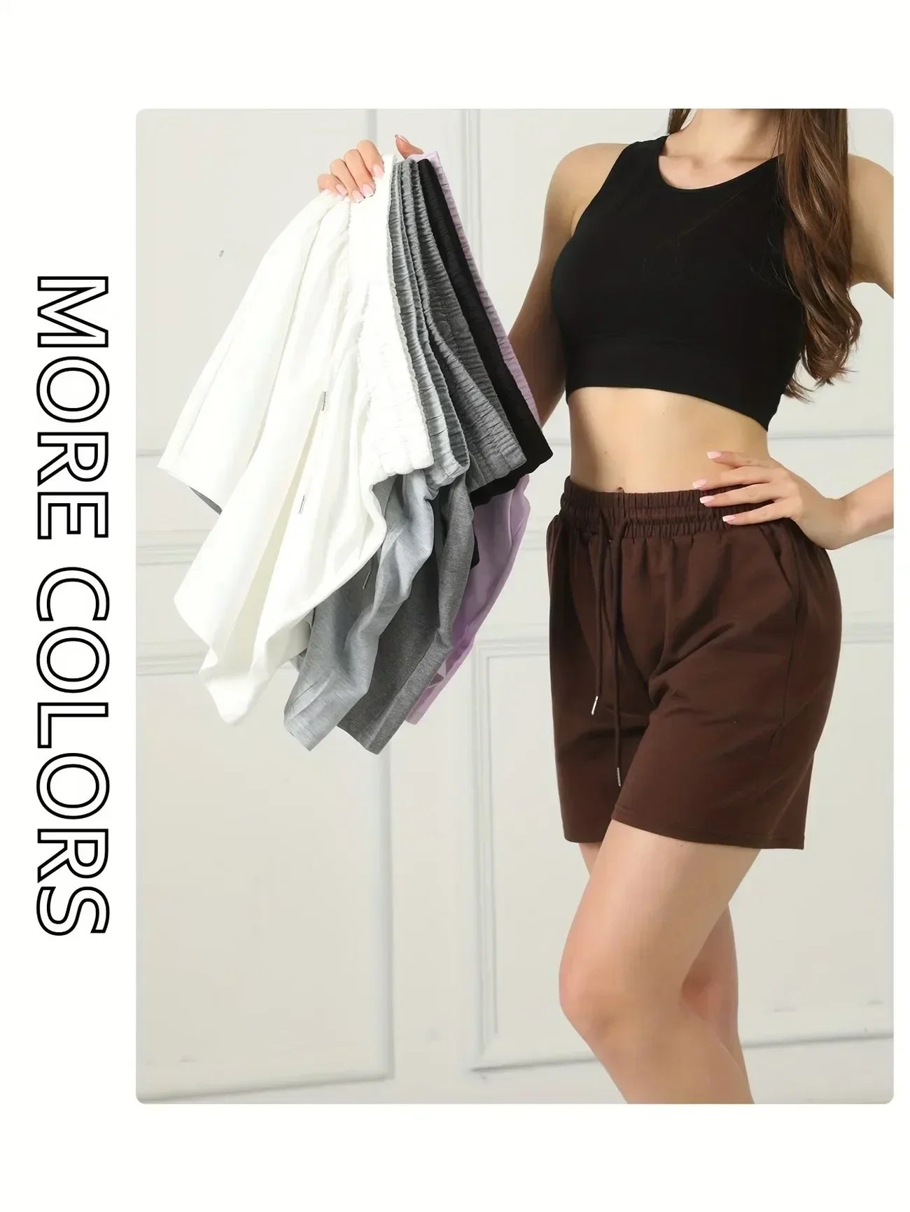 Plus Size - Plus Size - Plus Size Women'S Casual Solid Color, Machine Washable Fabric with Drawstring Pocket Shorts
