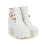 Women's Ankle Boots Women Platform High Heels Fashion Buckle Side Zipper Autumn Winter Women's Ankle Boots Size 33-43