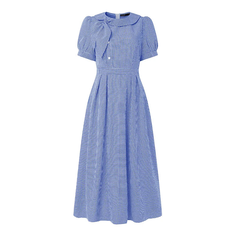 Women Summer Plaid Dress ZANZEA Elegant O Neck Short Sleeve Work Midi Sundress Woman Stylish A Line Holiday Robe Loose Dresses