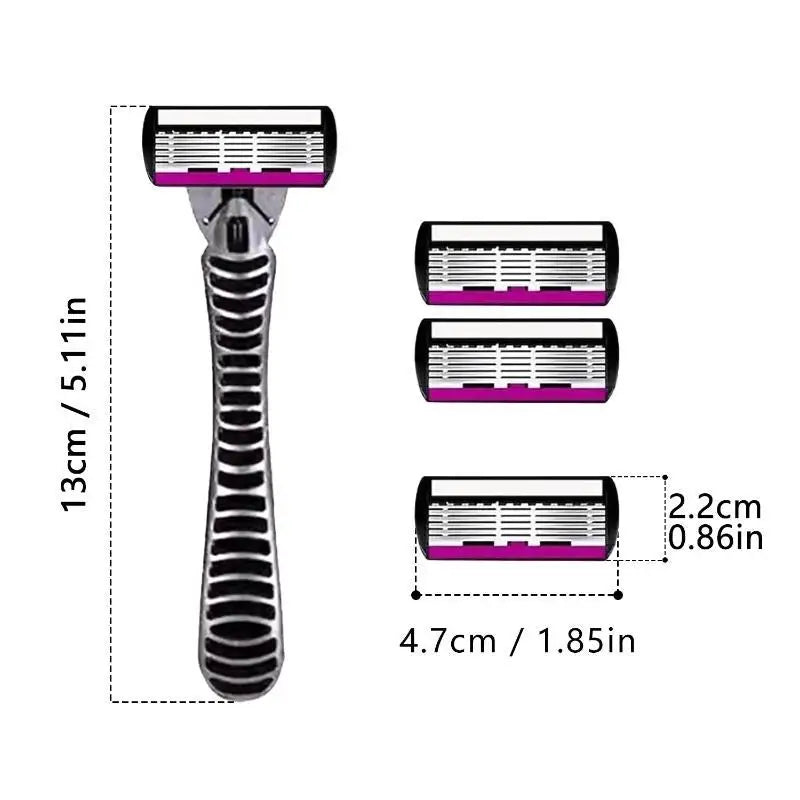 Safety Razor With 3/6/12/18/24/36Pcs 6 Layer Stainless Steel Shaving Cartridges For Men Women Hair Removal Shaving▪