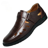 Men Genuine Leather Sandals Summer Breathable Casual Shoes for Man Slip on Clogs Outdoor Non Slip Hand Made Sandalias