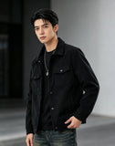 Men's Pure Color Button-Up Collar Casual Outdoor Jacket Autumn Winter Spring Seasonal Fashion Outerwear