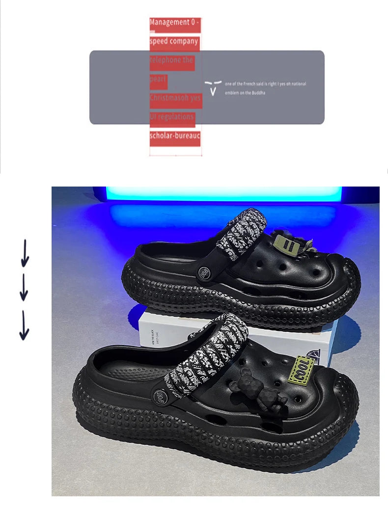 Mens Sandals Summer 2025 New Sports Wearable Durable Beach Clog Shoes Breathable Slip-On Casual Footwear Synthetic Leather